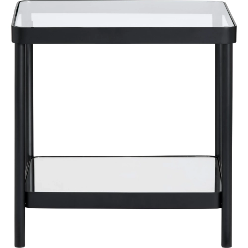 Ellison Square End Table in Black Metal & Glass