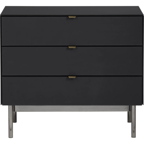 Stratton 3 Drawer Chest in Black Wood & Metal