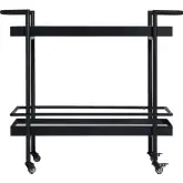 Crestview Bar Dining Cart in Black Metal & Mirror Glass