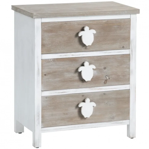 Kona Beach 3 Drawer Chest in White Washed & Wood