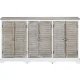 Kona Beach 63" 6 Door Credenza Sideboard in White Washed & Wood