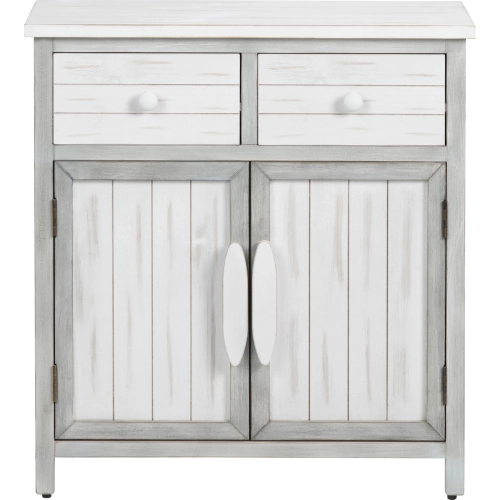 Kona Beach 2 Door 2 Drawer Cabinet in White Washed & Tan Wood