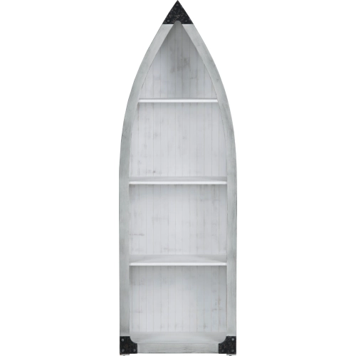 Greers 3 Shelf Boat Etagere Bookcase in White Washed Wood
