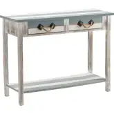 Nantucket 2 Drawer Console Table in Weathered Multicolor Wood & Rope