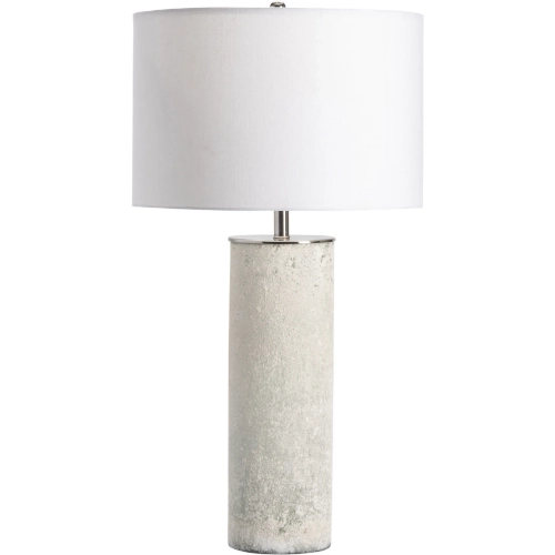 Frost Table Lamp in Textured White Glass & White Linen (Set of 2)