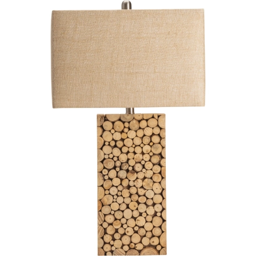 Stacked Wood Table Lamp in Cut Twigs & Burlap (Set of 2)