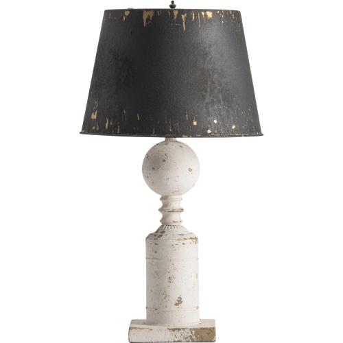 De'Vine Table Lamp in Distressed Cream Resin & Black Metal