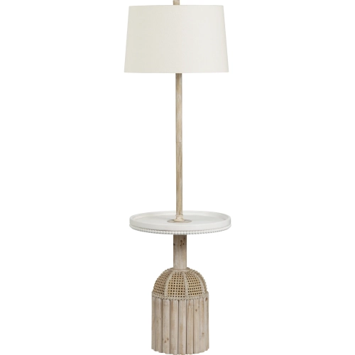 Rafferty Floor Lamp in Bleached Driftwood, Rattan & Linen