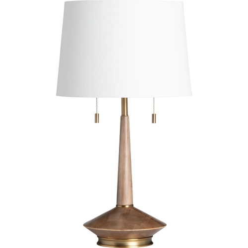 Westwood Table Lamp in Wood, Brass & White Linen