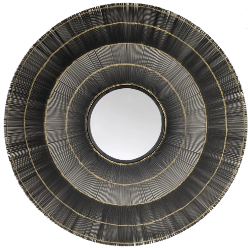 Clark Round Wall Mirror in Black & Gray Metal