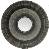 Clark Round Wall Mirror in Black & Gray Metal