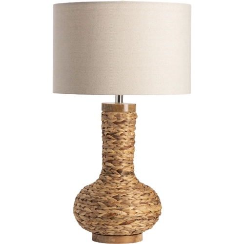 Captiva Bay Table Lamp in Water Hyacinth, Wood & Linen