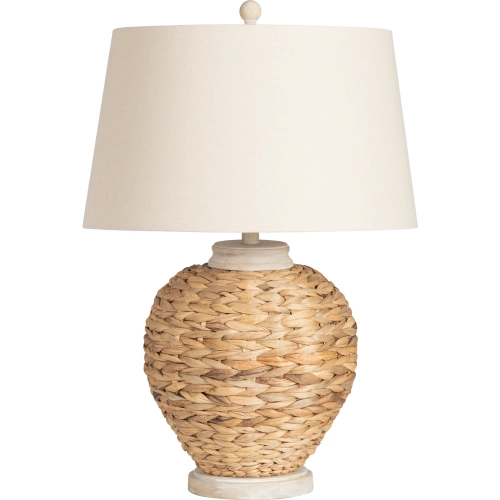 McKenna Table Lamp in Sea Grass , White Metal & Linen