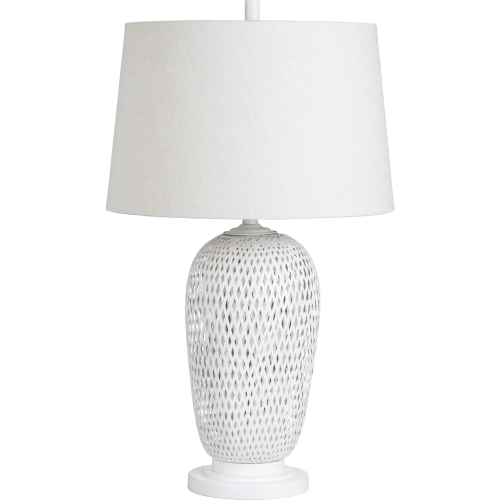 Verity Table Lamp in White Lacquered Rattan & White Linen (Set of 2)