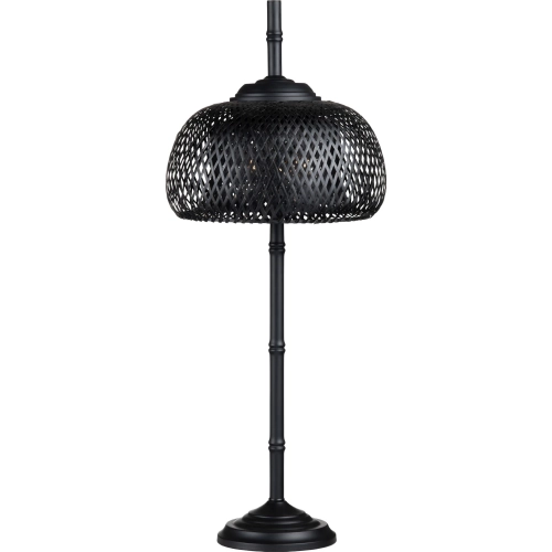 Nalla Buffet Table Lamp Black Metal & Black Rattan (Set of 2)