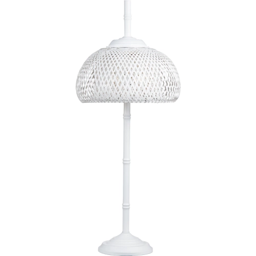 Nalla Buffet Table Lamp White Metal & White Rattan (Set of 2)