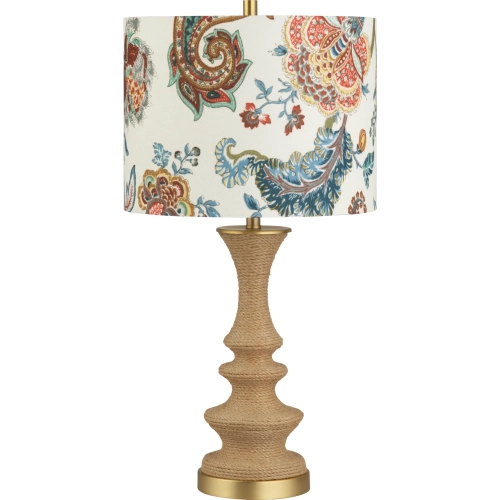 La Boheme Table Lamp in Natural Jute Wrapped Resin & Multicolor Linen (Set of 2)