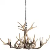 Huxley 6 Light Faux Antler Chandelier in Multi Hue Brown Resin