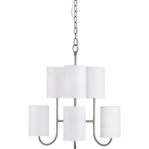 Fields 6 Light Chandelier in Satin Gunmetal & White Linen