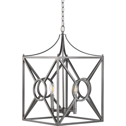 Fisk 4 Light Square Lantern Ceiling Pendant Light in Satin Gunmetal