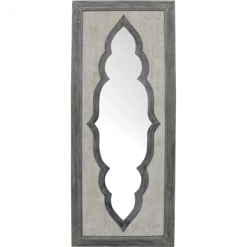 Contouring Wall Mirror in Light & Dark Grey Wood