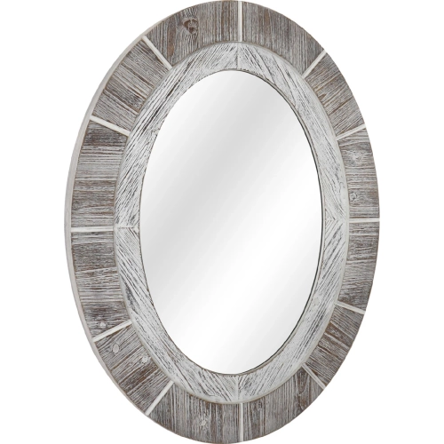 Stafford 1 Wall Mirror in Distressed Washed Brown & Grey Wood
