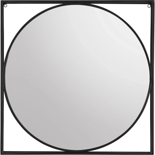 Quincy Square Wall Mirror in Black Metal