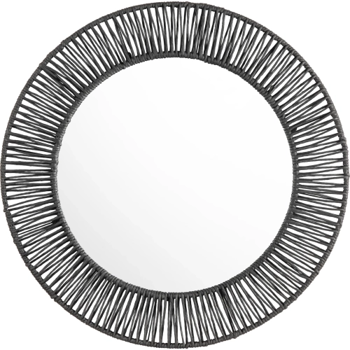 Onyx Round Wall Mirror in Black Jute