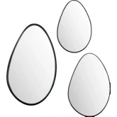 Stockport Tear Drop Wall Mirror in Black Metal (Set of 3)