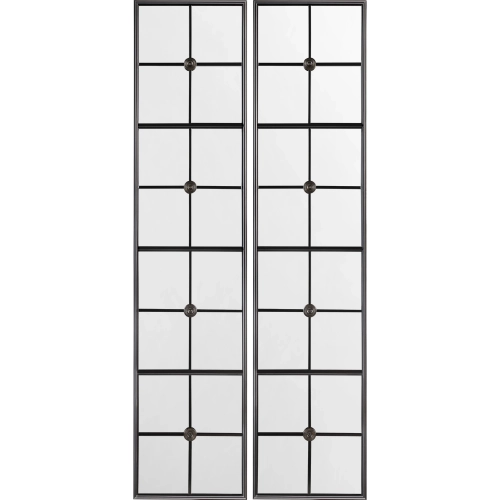 Cortland Wall Mirror in Black Metal (Set of 2)