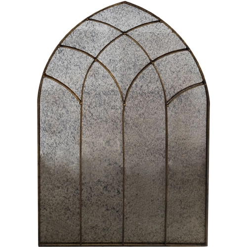 Carroll Arched Wall Mirror in Silver Mercury Glass & Antique Gold