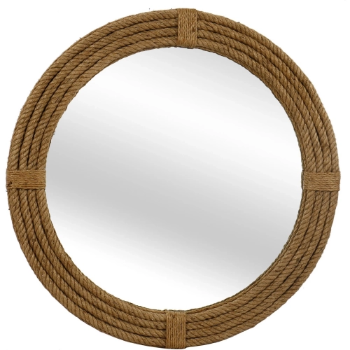 Bow 36" Round Wall Mirror in Brown Rope