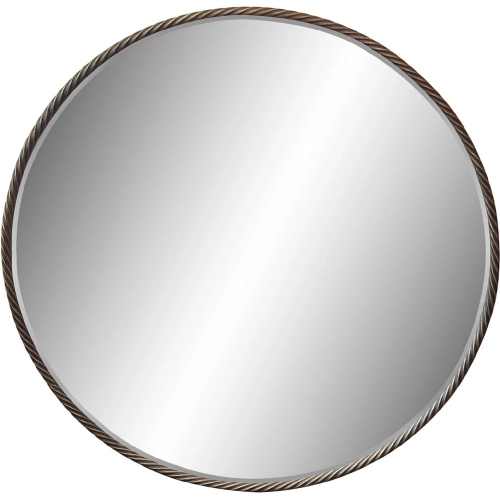 Hughes 1 40" Round Wall Mirror in Brown Metal