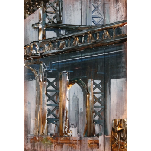 Bridge Mixed Media on Wood Panel Wall Art in Multicolor