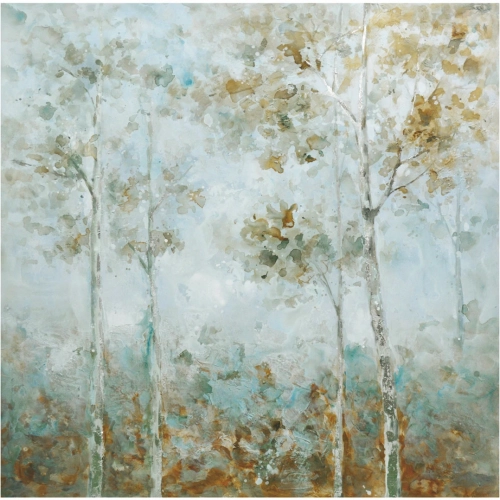 Serene Forest Canvas Painting in Green & Blue