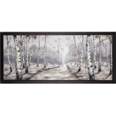 Backwoods Birch Trees Canvas Painting Wall Art in White, Brown & Black