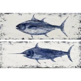 Charleston Canvas Painting Wall Art in Blue & White Wash