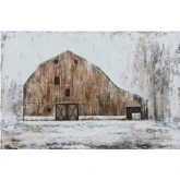 Hammonds Barn Canvas Painting in White, Grey, & Brown