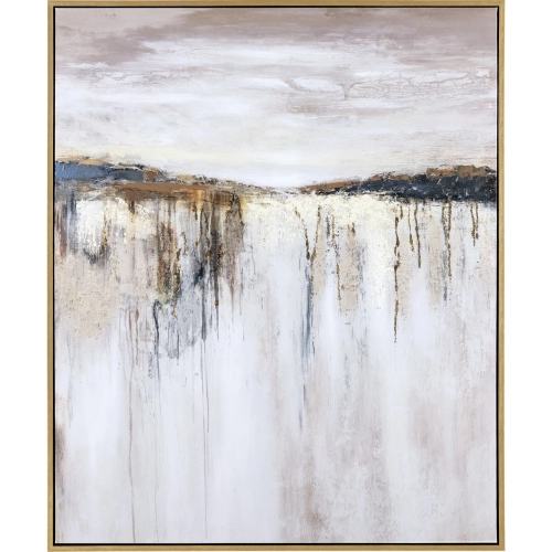 Brooks Abstract Canvas Painting Wall Art in Neutrals, Blue & Gold