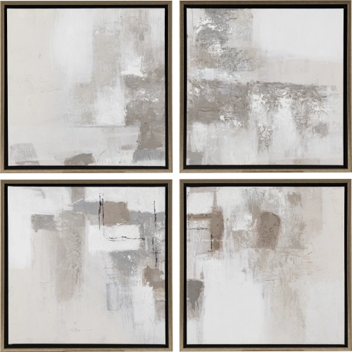 Taupe Escape Abstract Canvas Painting in Taupe & Brown (Set of 4)