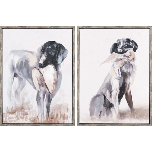 Duck Dogs Canvas Painting in Brown, Black & Tan