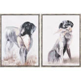 Duck Dogs Canvas Painting in Brown, Black & Tan