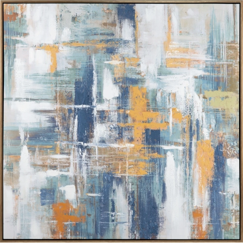 Go Green Abstract Canvas Painting in Multicolor