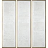 Emery Wall Art in Textured White Burlap & Gold (Set of 3)
