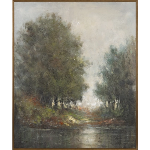 Clara Landscape Canvas Painting in Green & Brown