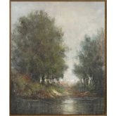 Clara Landscape Canvas Painting in Green & Brown