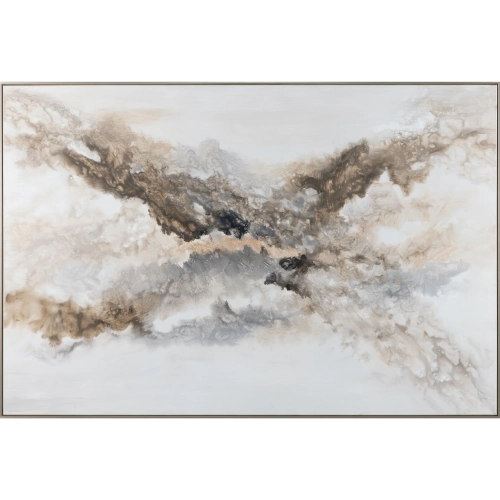 Remi Abstract Canvas Painting in Brown, Grey, Gold & White