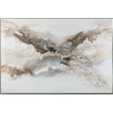 Remi Abstract Canvas Painting in Brown, Grey, Gold & White