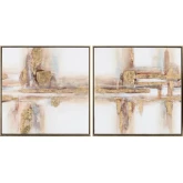 Zuri Abstract Canvas Painting in White, Brown & Gold