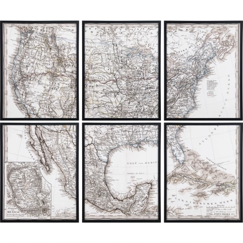 Logan's Atlas Canvas Painting in Neutral & Black (Set of 6)